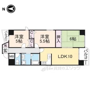 リアライズ荒本【9階】の間取り