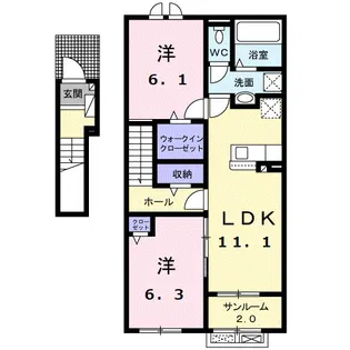 ローズ ガーデン 大野 B【2階】の間取り