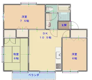 グリーンガーデン香美B【2階】の間取り