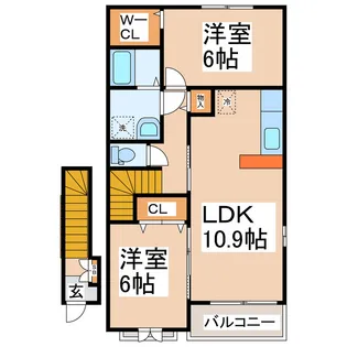 エバーグリーン【2階】の間取り