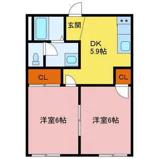 2DKの間取り画像