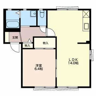 1LDKの間取り画像