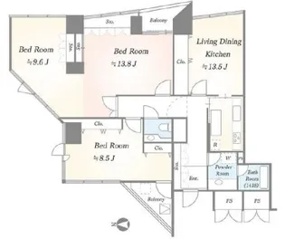 ShibauraCrystal品川レジデンス【18階】の間取り