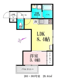 シャイニングパレス宮城野原【3階】の間取り