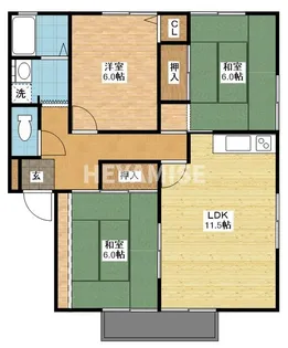 ハイカムールはたぐちB【1階】の間取り