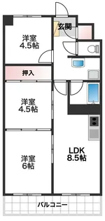 グリーンハイツ向陽3号【9階】の間取り