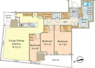 パークタワー勝どきミッド【23階】の間取り