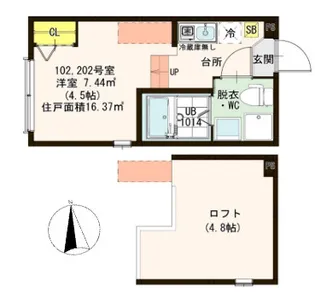 ハーモニーテラス梅島IV【2階】の間取り