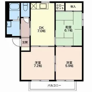 西上田ハイツI【1階】の間取り