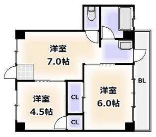 ユートーマンション【4階】の間取り