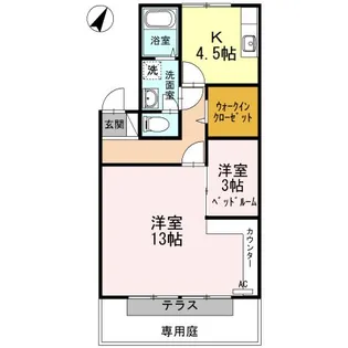 ハイツ オーク B棟【1階】の間取り