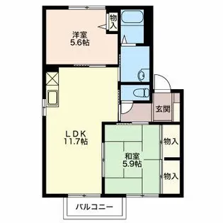 リバーウエスト D【2階】の間取り