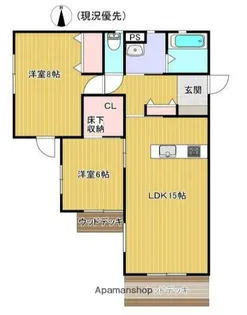 シェ・モア・ドーヴィル【2階】の間取り