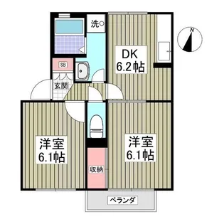 ユーハイツA棟【1階】の間取り