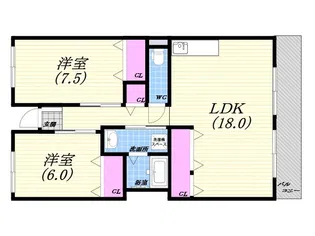 南芦屋浜高層住宅3号棟【5階】の間取り