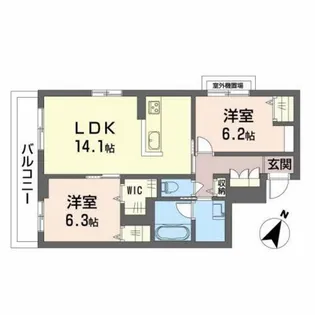 2LDKの間取り画像
