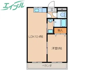 1LDKの間取り画像