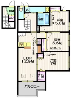 東京都杉並区方南2【マンション】の間取り