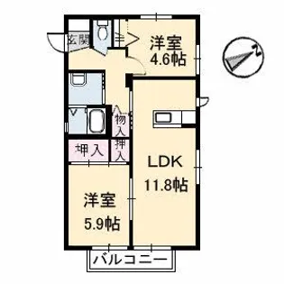 シャーメゾン湯布田【1階】の間取り