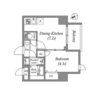 1DKの間取り画像