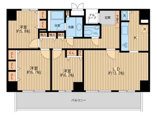 リバーサイド隅田セントラルタワーパレス【21階】の間取り