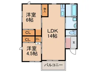 ウェルカーサ陣原【2階】の間取り