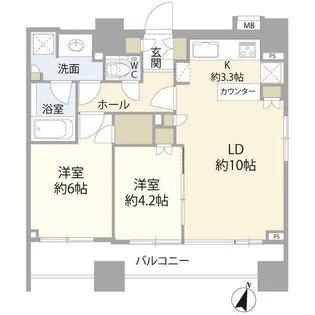 クラッシィスイート赤坂【12階】の間取り