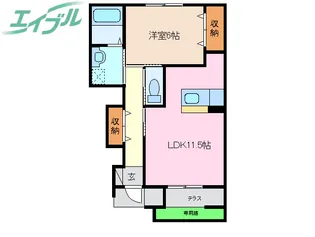 ユニヴァリィI・S【1階】の間取り