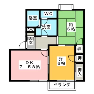 ディアス晴丘B棟【2階】の間取り