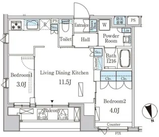 プライマル中央MINATO【6階】の間取り
