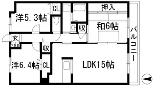 ボヌール宝塚【1階】の間取り