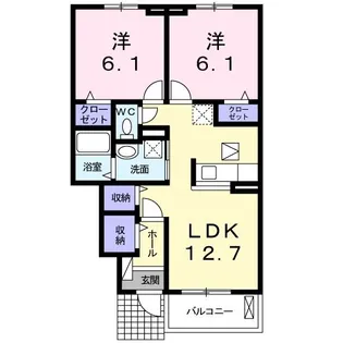 グランディールE【1階】の間取り
