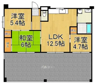 ハーゲンベルク立花【6階】の間取り
