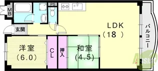荒神山マンション【6階】の間取り