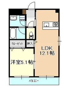 サウスイン奥田【6階】の間取り