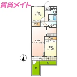 グランディール弐番館【1階】の間取り