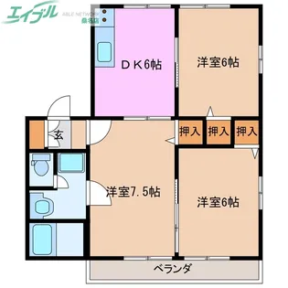 レトア新西方A-4【2階】の間取り