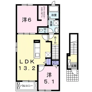 2LDKの間取り画像