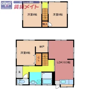 三重県津市栗真町屋町【一戸建】の間取り