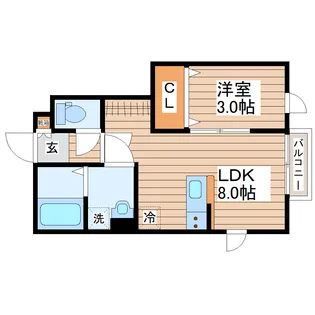 Escondite卸町II(エスコンディーテオロシマチツー)【1階】の間取り