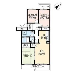 URかわつるグリーンタウン松ヶ丘【3階】の間取り