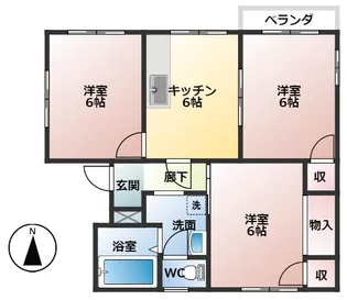 ハイツニュー城西B棟【1階】の間取り