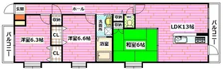 ベルジャルダン【3階】の間取り