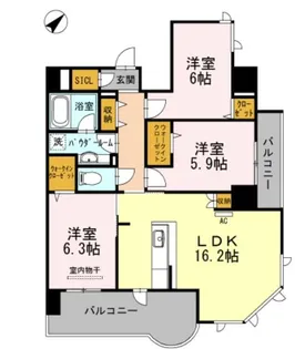 アルカーサル大道【6階】の間取り