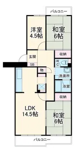 東鷲宮ニュータウン公園通り4号棟【5階】の間取り