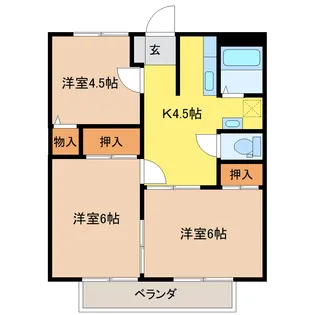 木村スカイハイツD棟【1階】の間取り