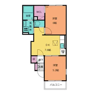 2DKの間取り画像