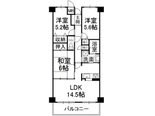 ライオンズマンション泉南樽井【3階】の間取り