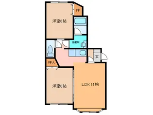 ノースフラッツW4・N4【1階】の間取り