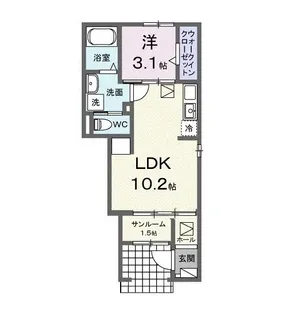 エヴァファースト【1階】の間取り